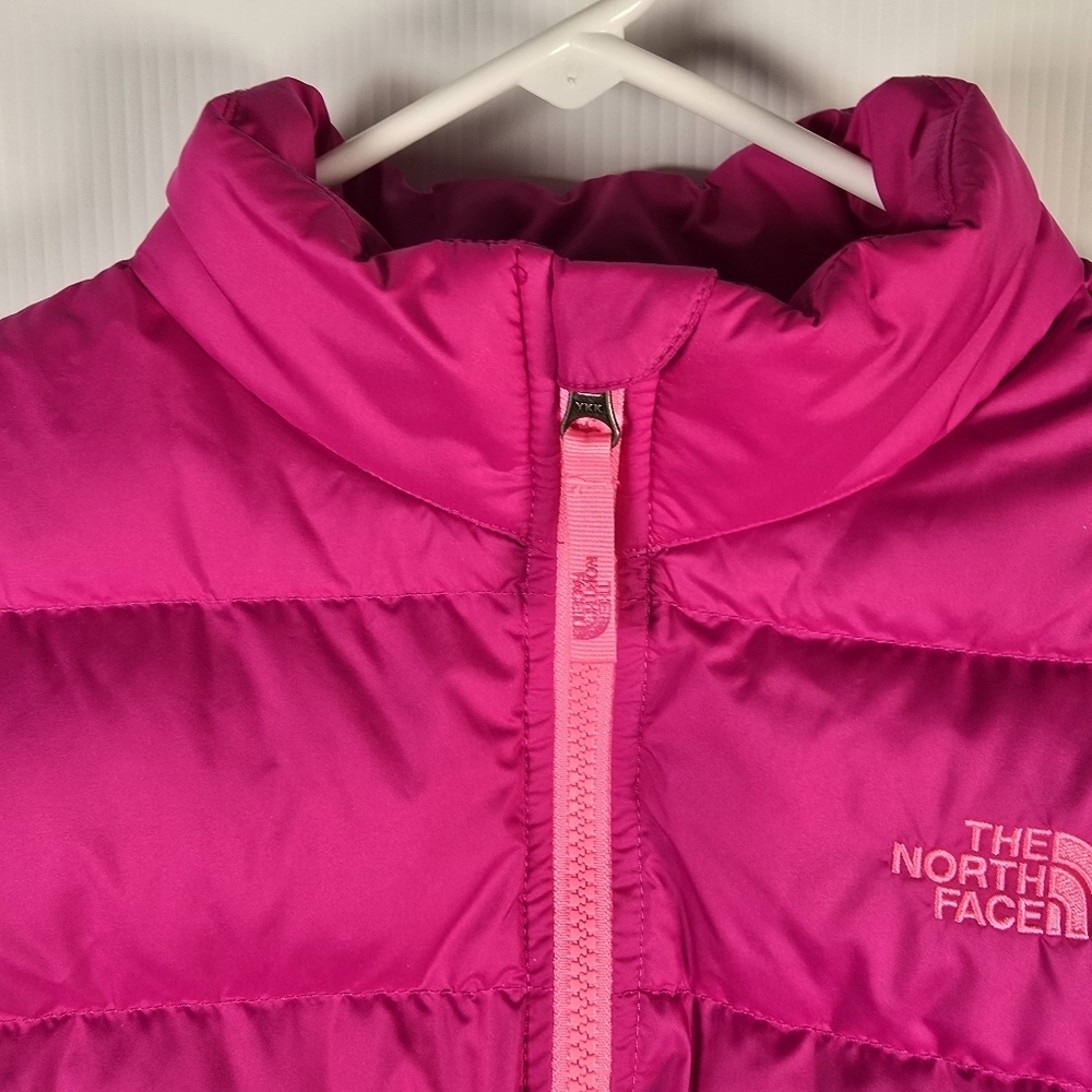 The North Face Girls Andes Down Jacket In Luminous Pink Full Zip Size L 14-16 - Picture 3 of 16